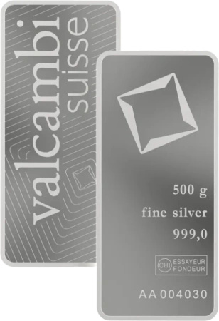 500g Srebrna Sztabka | Valcambi | Bita