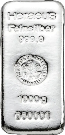 1 Kilogram Srebrna Sztabka | Heraeus