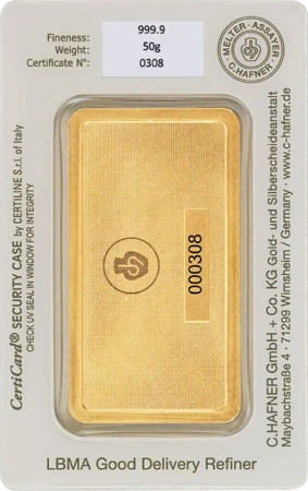 50g Złota Sztabka C.Hafner