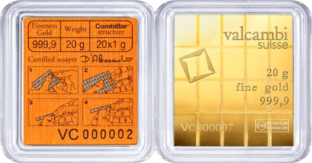 20 x 1g CombiBar® Złota Sztabka | Valcambi