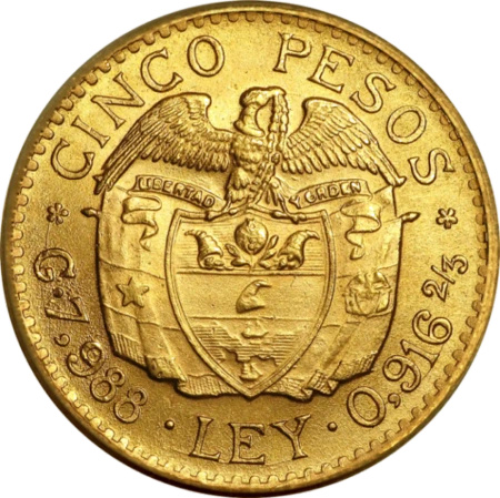 5 Pesos Colombia Simon Bolivar Gold Coin | 1919-1930