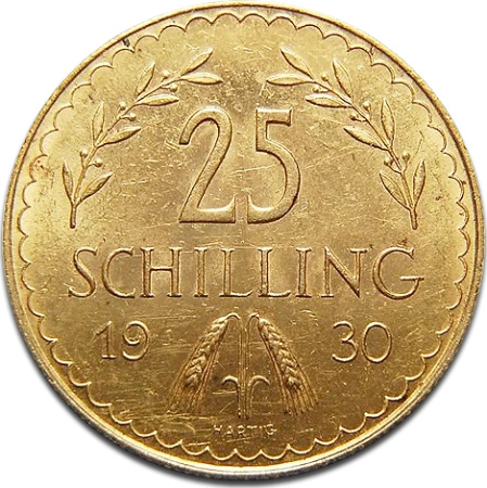 25 Szylingów Austriackich Złota Moneta | 1926 - 1938