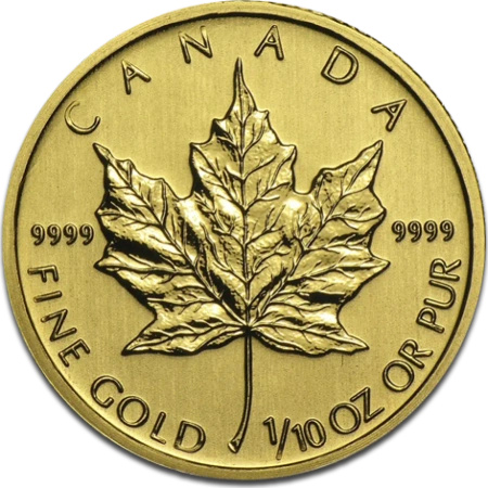 1/10 Uncji Liść Klonowy Złota Moneta | Mieszane Roczniki