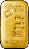 100g Złota Sztabka | Valcambi | Odlewana