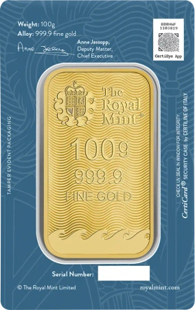 100g Britannia Sztabka Złota | Royal Mint