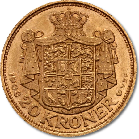20 Koron Dania Fryderyk VIII Złota Moneta | 1908-1912