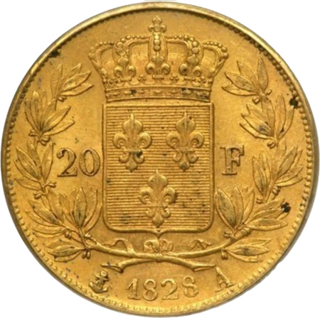 20 Franków Francja Charles X Złota Moneta | 1824 - 1830