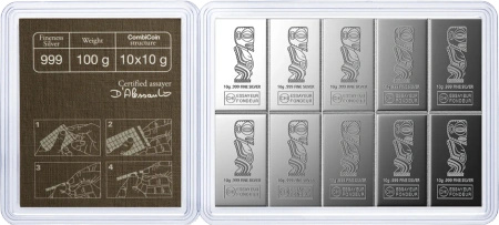 10 x 10 gr Combicoin Srebrna Sztabka | Valcambi