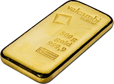 500g Złota Sztabka | Valcambi | Odlewana