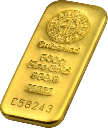 500g Złota Sztabka | Argor-Heraeus| Odlewana