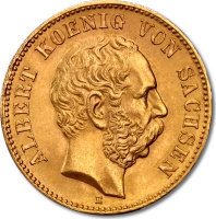 20 Marek Król Saksonii Albert I Złota Moneta | 1873 - 1902