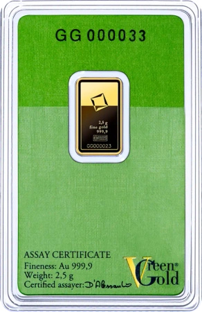 2,5g Złota Sztabka | Valcambi | Green Gold
