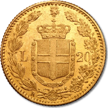 20 Lirów Włochy Umberto I Złota Moneta | 1879 - 1897