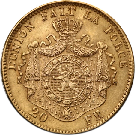 20 Franków Belgia Leopold II Złota Moneta | 1867 -1882
