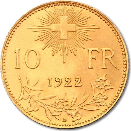 10 Franków Szwajcarskich Vreneli Złota Moneta | 1911 - 1922