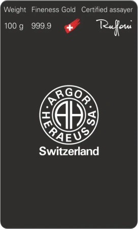 100g Złota Sztabka | Argor Heraeus | Odlewana