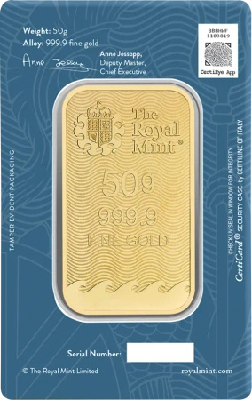 50g Britannia Sztabka Złota | Royal Mint