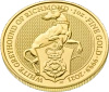 1 Uncja Bestie Królowej Biały Chart z Greyhound Złota Moneta | 2021
