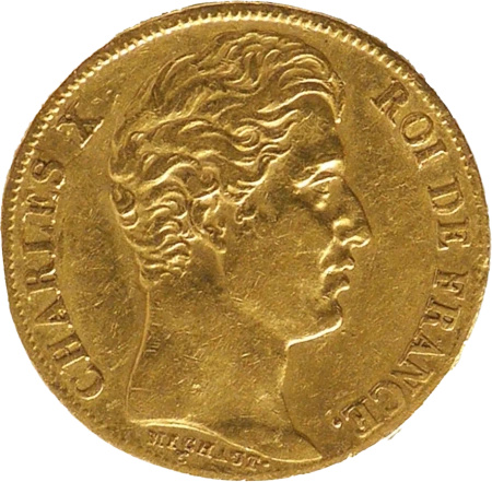 20 Franków Francja Charles X Złota Moneta | 1824 - 1830