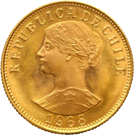 50 Peso Chile Liberty Złota Moneta | 1926-1980