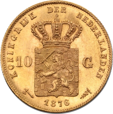 10 Guldenów Holandia Wilhelm III Złota Moneta | 1875 - 1889