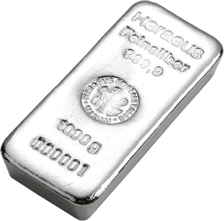 1 Kilogram Srebrna Sztabka | Heraeus