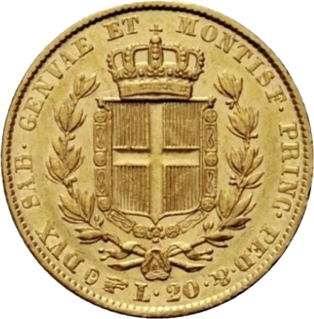 20 Lirów Sardynia Charles Albert Złota Moneta | 1831 - 1849