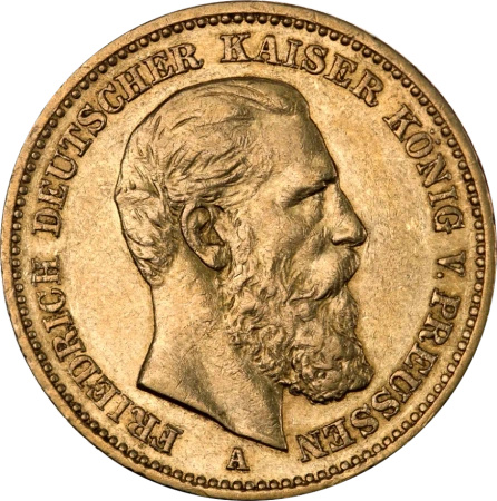 20 Marek Cesarz Niemiecki i Król Prus Fryderyk III Złota Moneta | 1888