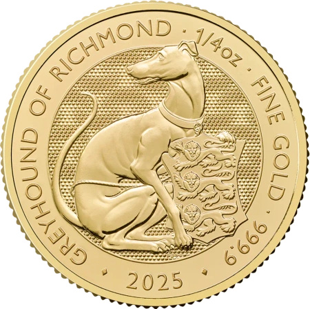 1/4 oz Tudor Beasts Greyhound of Richmond Złota Moneta | 2025