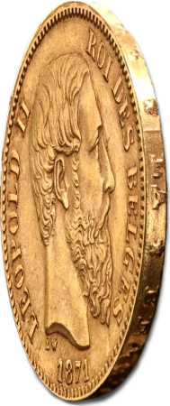 20 Franków Belgia Leopold II Złota Moneta | 1867 -1882