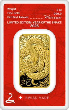1 oz Rok Węża Złota Sztabka | Argor-Heraeus | 2025