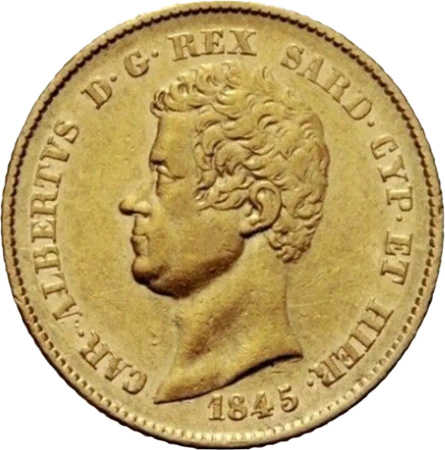 20 Lirów Sardynia Charles Albert Złota Moneta | 1831 - 1849