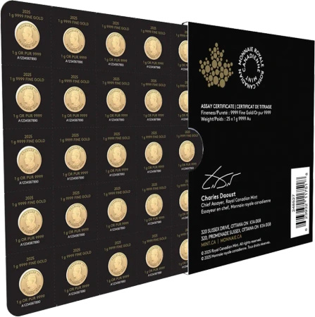 25 x 1g Liść Klonowy MapleGram Złote Monety | 2025