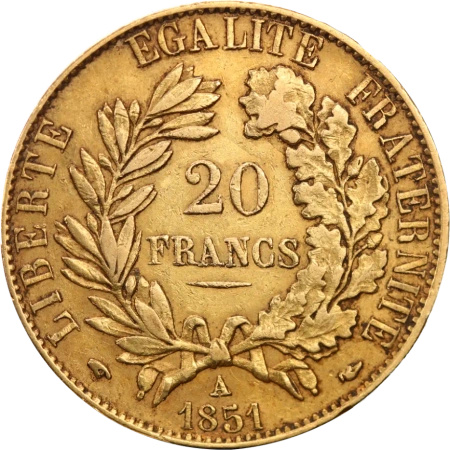 20 French Francs Cérès 2nd Republic | Gold | 1848-1852