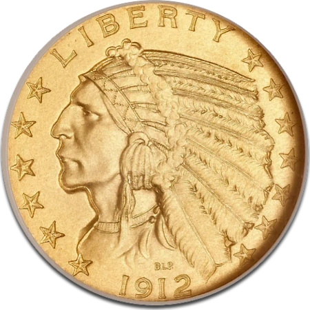 5 Dolarów "Indian Head" Złota Moneta | 1908-1929