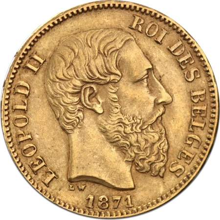 20 Franków Belgia Leopold II Złota Moneta | 1867 -1882