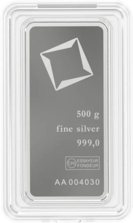 500g Srebrna Sztabka | Valcambi | Bita