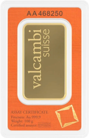 100g Złota Sztabka | Valcambi | Bita