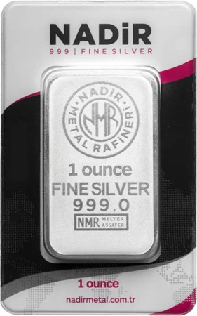 1 Uncja Srebrna Sztabka | Nadir Metal Rafineri