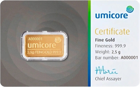 2.5g Złota Sztabka | Umicore