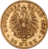 20 Marek Cesarz Niemiecki i Król Prus Fryderyk III Złota Moneta | 1888