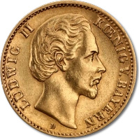 10 Marek Król Bawarii Ludwik II Złota Moneta | 1874 - 1886
