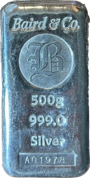 500g Srebrna Sztabka | Baird & Co.